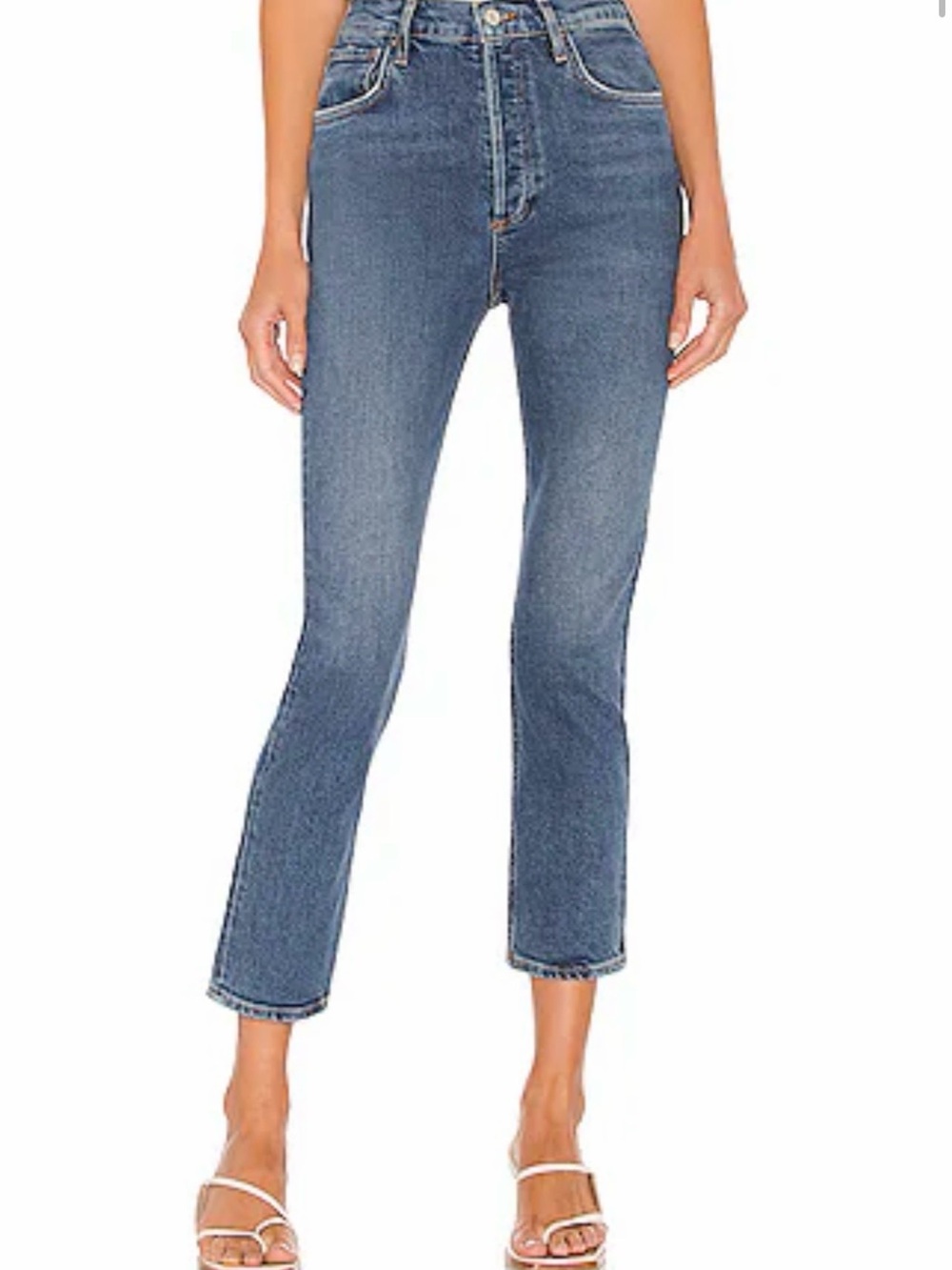 AGOLDE Riley High Rise Straight Crop Jeans Transfer A056D-1255 Womens 24